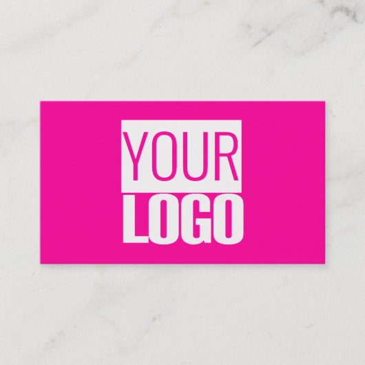 carte de visite rose néon - votre logo et code QR (Devant)