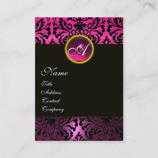 Carte De Visite ROSE NOIR AMÉTHYST DOMMASK MONOGRAM Fuchsia Floral (Devant)