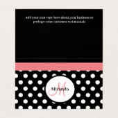 Carte De Visite Rose Noir Blanc Polka Point Monogram Carré (Intérieur déplié)