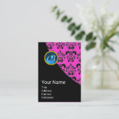 CARTE DE VISITE ROSE NOIR DAMASK BLUE SAPPHIRE MONOGRAMME DE LA PI (Debout devant)