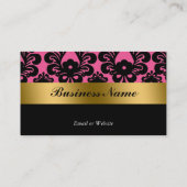 Carte de visite rose noir de damassé d'or (Dos)