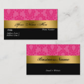 Carte de visite rose noir de damassé d'or (Devant / Derrière)