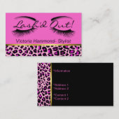 Carte de visite rose, noir, et d'or de cil (Devant / Derrière)