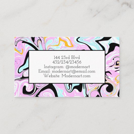 Carte De Visite Rose, Noir, Flèches d'or Abstrait Fluid Art (Dos)