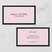 Carte De Visite Rose noir minimaliste de luxe professionnel (Devant / Derrière)