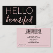 Carte de visite rose noir moderne de rendez-vous (Devant / Derrière)