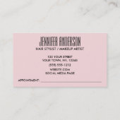 Carte de visite rose noir moderne de rendez-vous (Dos)