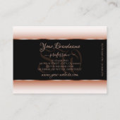 Carte De Visite Rose noir Or Oval Frame Initiales Rose Dégradé (Dos)