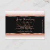 Carte De Visite Rose noir Or Oval Frame Monogramme Rose Gradient (Dos)