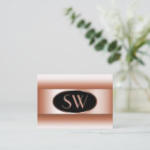 Carte De Visite Rose noir Or Oval Frame Monogramme Rose Gradient (Debout devant)