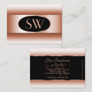 Carte De Visite Rose noir Or Oval Frame Monogramme Rose Gradient