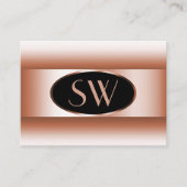 Carte De Visite Rose noir Or Oval Frame Monogramme Rose Gradient (Devant)