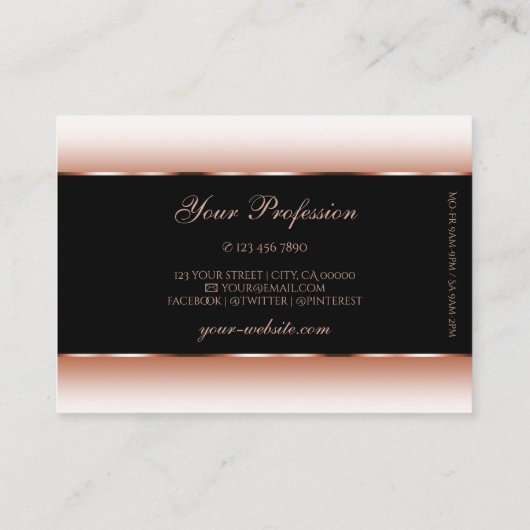 Carte De Visite Rose noir Or Oval Frame Rose Golden Gradient (Dos)