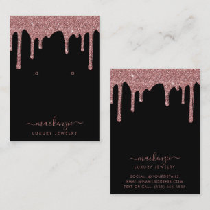 Carte De Visite Rose noir Parties scintillant or de bijoux