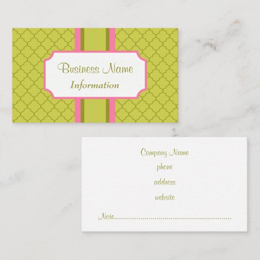 Carte de visite rose olive professionnelle (Devant / Derrière)