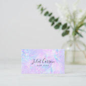 Carte de visite rose opale holographique (Debout devant)