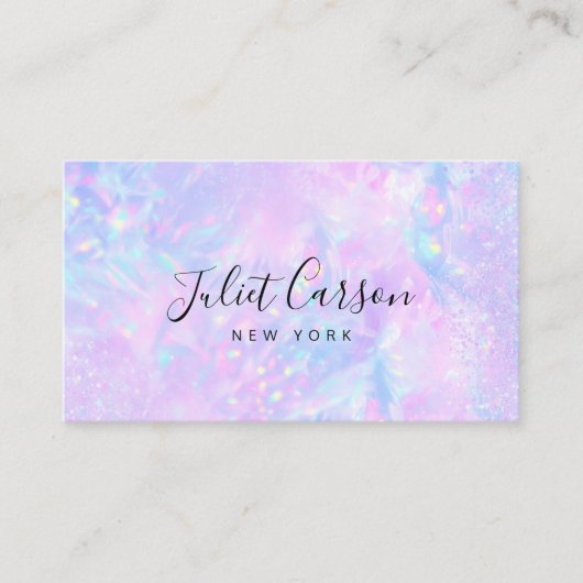 Carte de visite rose opale holographique (Devant)
