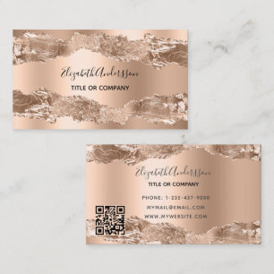 Carte De Visite Rose or agate marbre QR code
