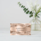 Carte De Visite Rose or agate marbre QR code (Debout devant)