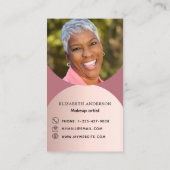 Carte De Visite Rose or arche photo Qr code logo médias sociaux (Dos)