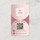 Carte De Visite Rose or arche photo Qr code logo médias sociaux (Devant)