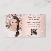 Carte De Visite Rose or argent photo code QR (Dos)