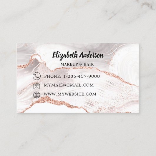 Carte De Visite Rose or blanc agate marbre (Dos)