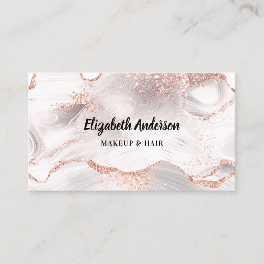 Carte De Visite Rose or blanc agate marbre (Devant)
