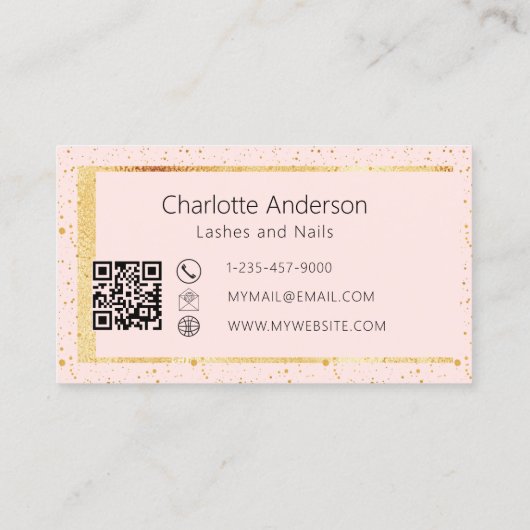 Carte De Visite Rose or blush élégant logo moderne code QR (Dos)