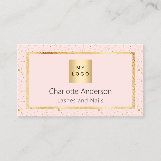 Carte De Visite Rose or blush élégant logo moderne code QR (Devant)