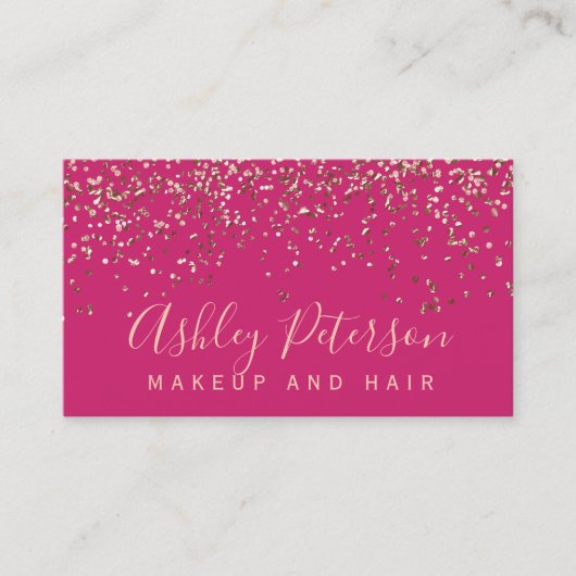 Carte De Visite Rose or confetti rose chic typographie (Devant)