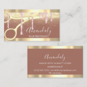 Carte De Visite Rose Or de ciseaux de coiffeur moderne (Devant / Derrière)