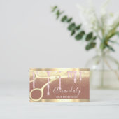 Carte De Visite Rose Or de ciseaux de coiffeur moderne (Debout devant)