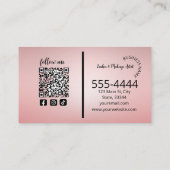 Carte De Visite Rose or lashes & brosses artiste QR code moderne (Dos)