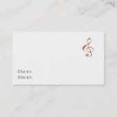 Carte De Visite Rose or look trible clef - professeur de musiqu (Dos)
