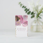 Carte De Visite Rose & Or Moderne Floral Aquarelle Chic (Debout devant)