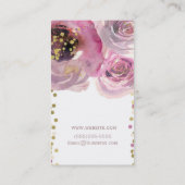 Carte De Visite Rose & Or Moderne Floral Aquarelle Chic (Dos)