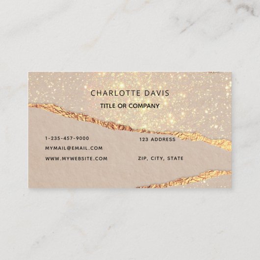 Carte De Visite Rose or noir agate marbre marbre monogramme initia (Dos)