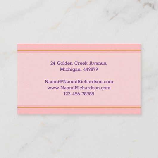 Carte De Visite Rose & Or personnalisé, Code QR, Monogramme / Femm (Dos)