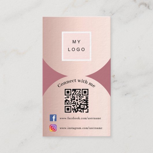 Carte De Visite Rose or photo arch code Qr logo prime (Devant)