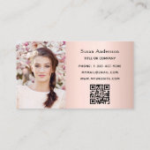 Carte De Visite Rose or photo QR code parties scintillant poussièr (Dos)