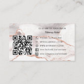 Carte De Visite Rose or rose agate QR code médias sociaux luxe (Dos)