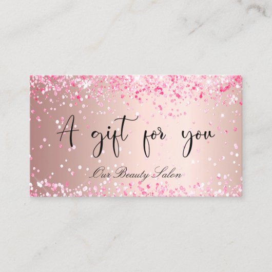 Carte De Visite Rose or rose qr code cadeau d'entreprise (Devant)