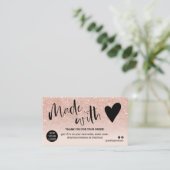 Carte De Visite Rose or rose vif merci fait avec amour (Debout devant)