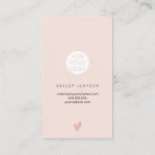Carte De Visite Rose or script coeur blush logo commander merci (Dos)