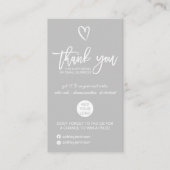 Carte De Visite Rose or script coeur gris logo commander merci (Devant)