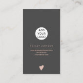 Carte De Visite Rose or script coeur gris logo commander merci (Dos)
