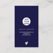 Carte De Visite Rose or script coeur marine logo commander merci (Dos)