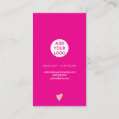 Carte De Visite Rose or script coeur rose logo commander merci (Dos)
