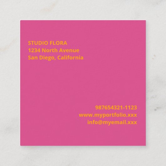 Carte de visite rose orange (Dos)